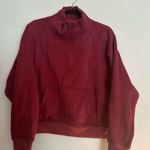 Maroon cropped half zip